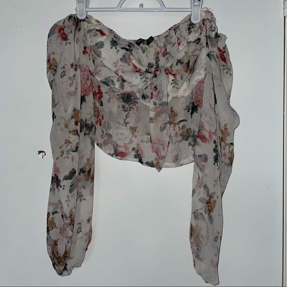 NASTYGAL long sleeve crop top blouse size s/m - Picture 2 of 4